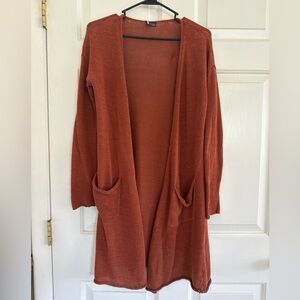 Sparkle & Fade Rust Open Front Longline Cardigan Size M